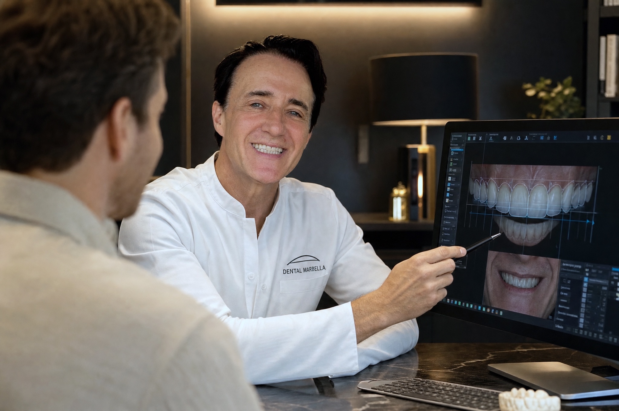 Dr. Cristea walking a patient through their digital plan on screen